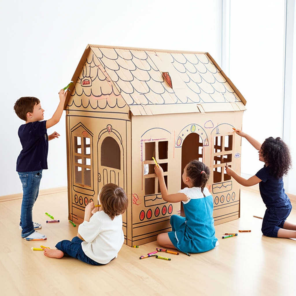 Pop-up Cardboard Coloring House